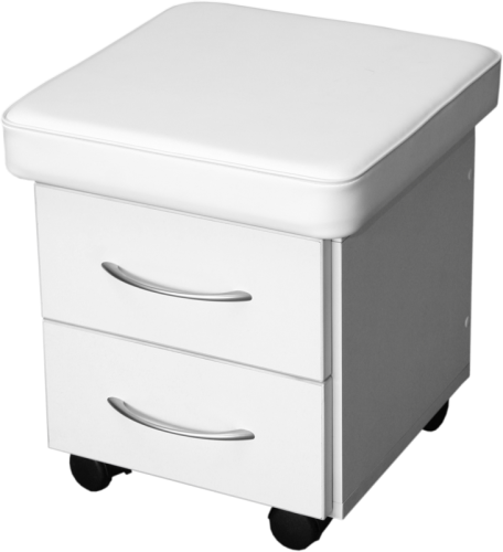 Taboret do pedicure z dwiema szufladami biały