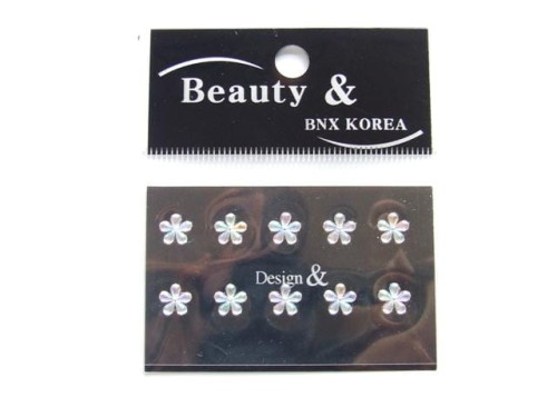 Kwiatki cyrkonie samoprzylepne srebrne