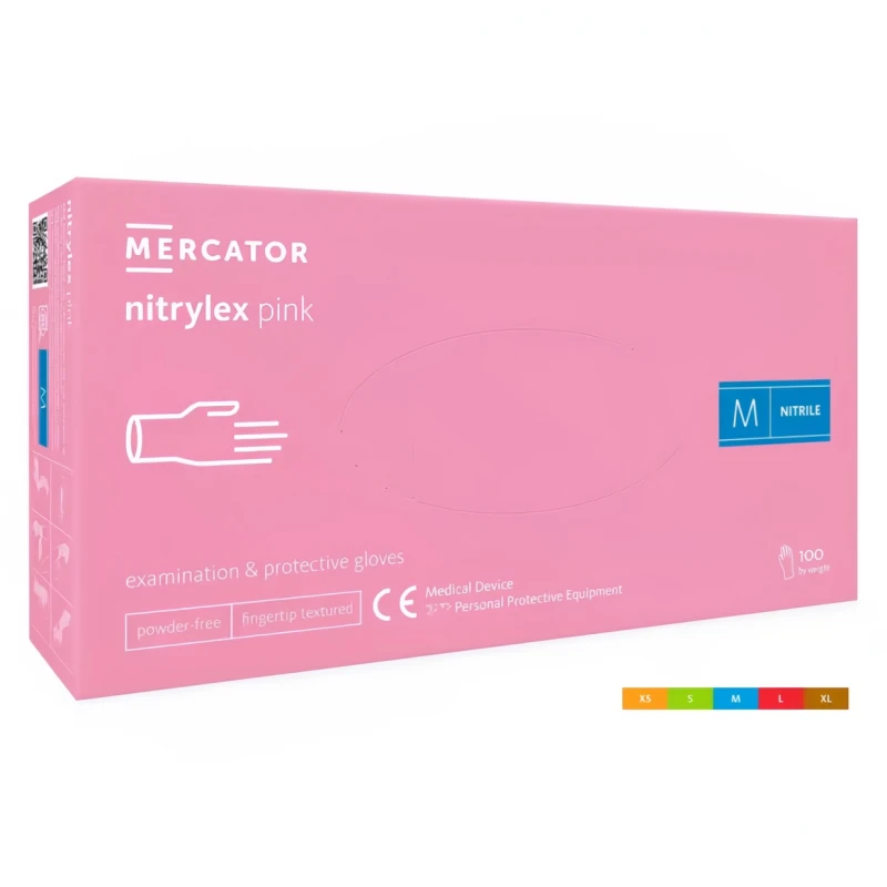 nostyczne ochronne nitrylowe bezpudrowe różowe Nitrylex Pink 100 szt. eMERCATOR.jpg