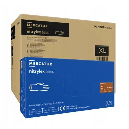 10 X Rękawice Nitrylowe XL Rękawiczki fiolet NITRYLEX BASIC 100szt. Mercator 