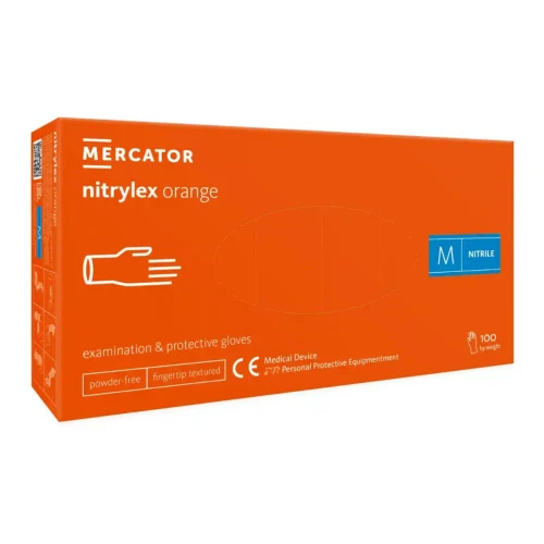 Mercator Nitrylex Orange Rękawice Nitrylowe Bezpudrowe 100 szt. Rozmiar M