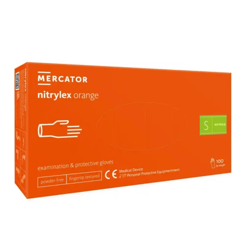 Mercator Nitrylex Orange Rękawice Nitrylowe Bezpudrowe 100 szt. Rozmiar S