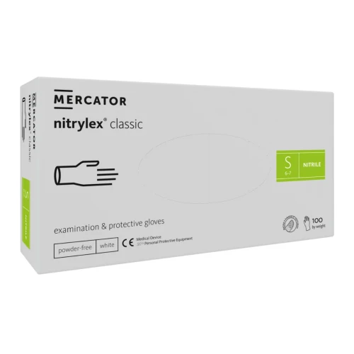 Mercator Nitrylex White Rękawice Nitrylowe Bezpudrowe 100 szt. Rozmiar S
