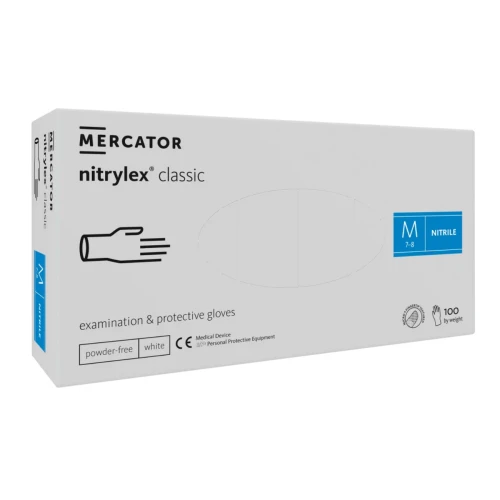 Mercator Nitrylex White Rękawice Nitrylowe Bezpudrowe 100 szt. Rozmiar M