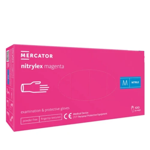 Mercator Nitrylex Magenta Rękawice Nitrylowe Bezpudrowe 100 szt. Rozmiar M