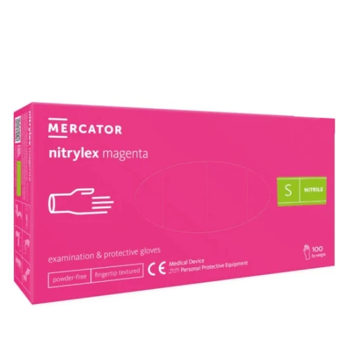 Mercator Nitrylex Magenta Rękawice Nitrylowe Bezpudrowe 100 szt. Rozmiar S