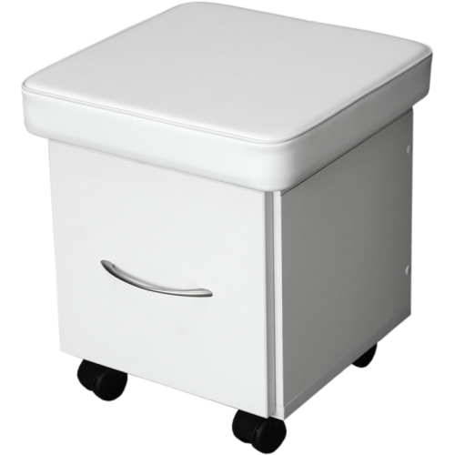 Taboret do pedicure z szufladą biały